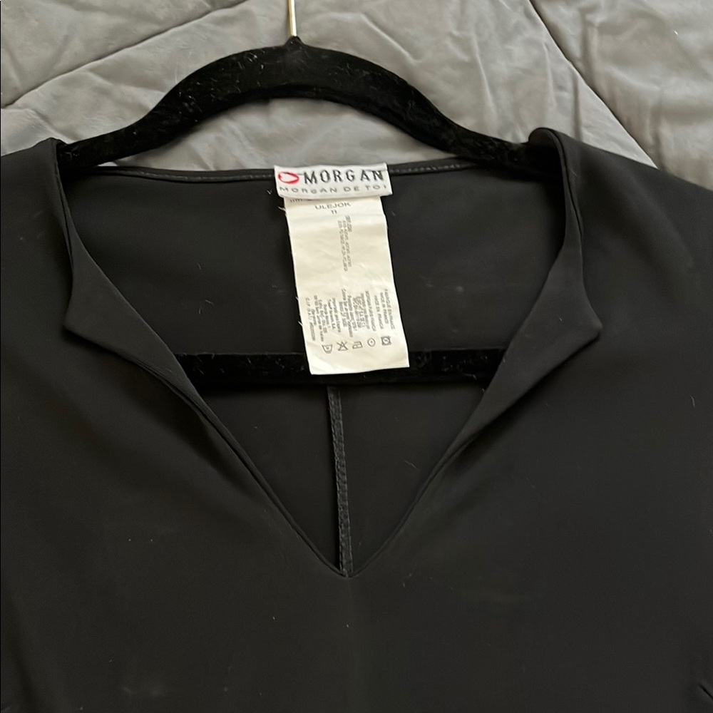 Morgan Black V-Neck Top imported from France. Material -just like crepe nite/day